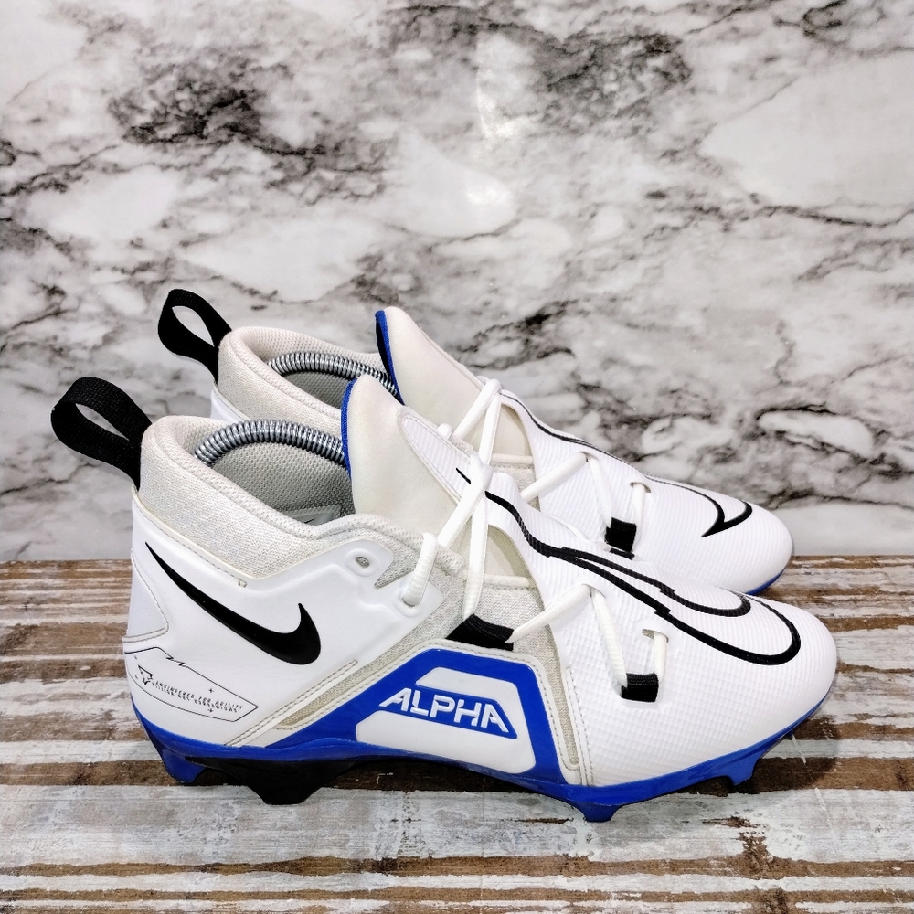 Nike Alpha Men's White and Blue Football Cleats